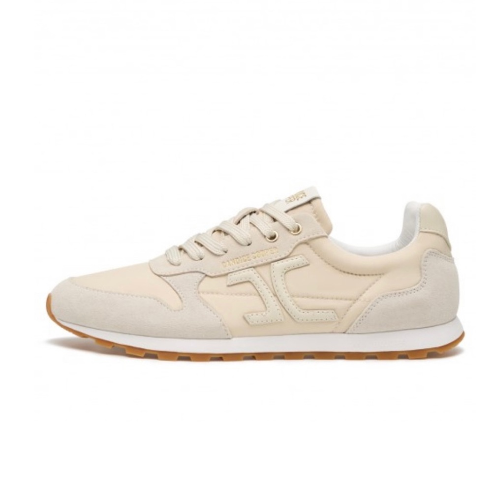 Candice Cooper - Cream Sneakers with Streamlined Design and Textured Upper